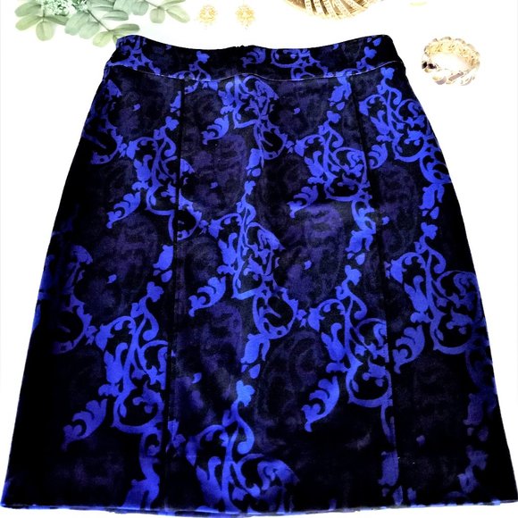 NEW ~ Ann Taylor Women's Maxi Blue Paisley Skirt Forgiving Material Work/Casual - Picture 1 of 5